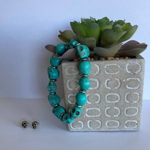 Skull Studs & Skull Bead Bracelet